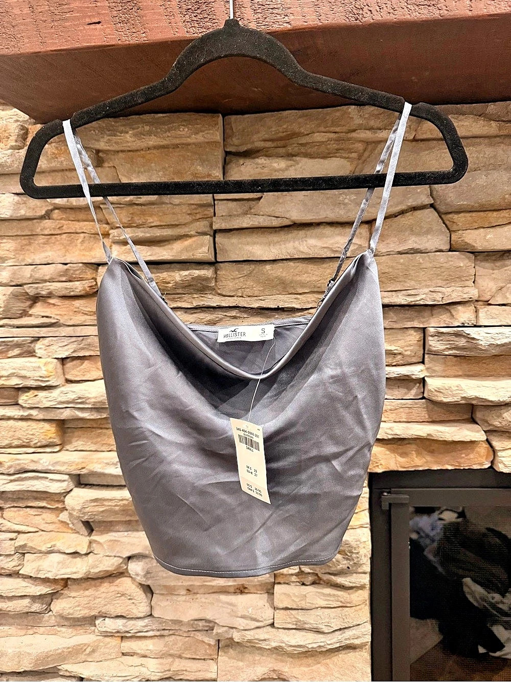 Hollister Satin Cowl Neck Cami Top Gray Small